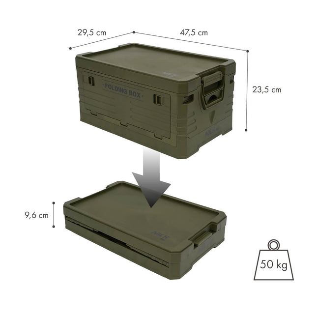 Skládací kempingový úložný box s víkem, přenosný