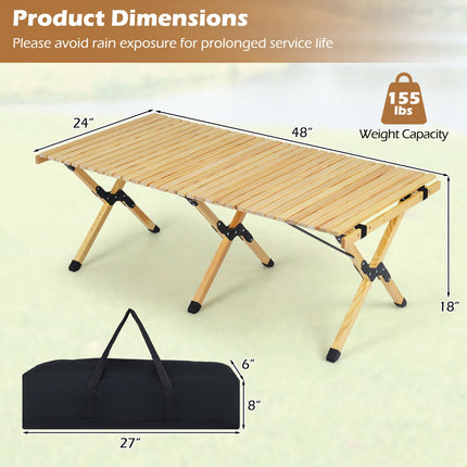 Skládací kempingový stůl, 48 Inch, borovicové dřevo, s taškou