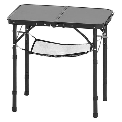 Folding Camping Table, Adjustable Height, 24x16 in, Black