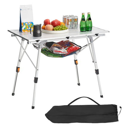 Folding Camping Table, Adjustable Height Aluminum, Carry Bag