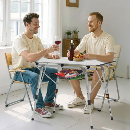 Folding Camping Table, Adjustable Height Aluminum, Carry Bag