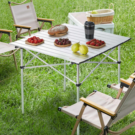Folding Camping Table, Aluminum 24x16 in, Carry Bag