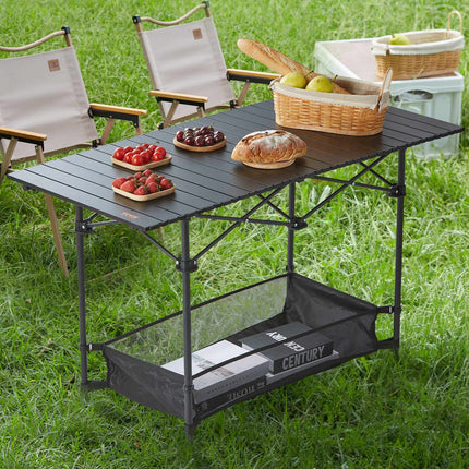 Folding Camping Table, Aluminum Top, Carry Bag, 220 lb