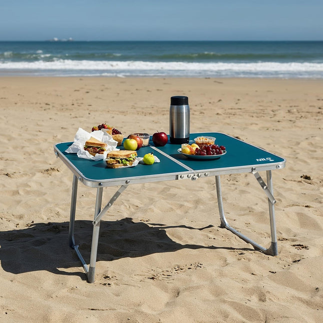 Opvouwbare kampeertafel, lage hoogte, blauw