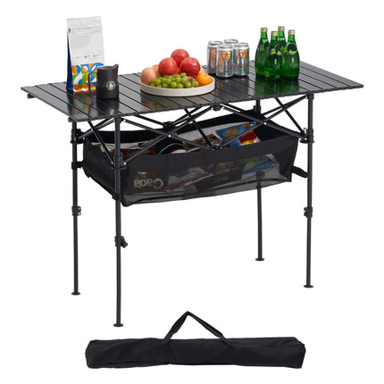 Folding Camping Table, Roll-Up Aluminum, Adjustable Height