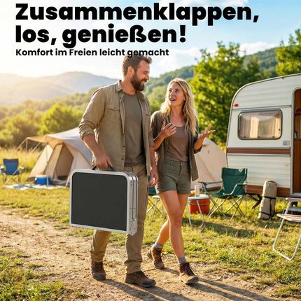 Skládací kempingový stůl se síťkou, nastavitelná výška, hliník