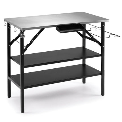 Folding Camping Table with Stainless Steel Worktops