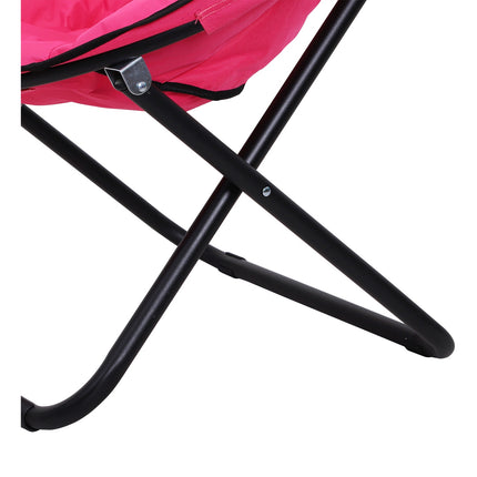 Folding camping chair, upholstered metal & Oxford, pink