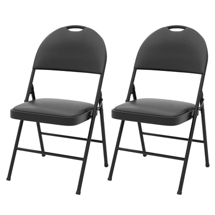 Skládací židle, sada 2 ks, polstrované, kovový rám, PVC kůže