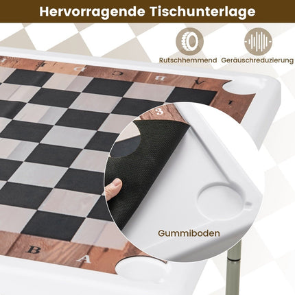 Klappbarer Schachtisch mit abnehmbarer Matte und Getränkehaltern