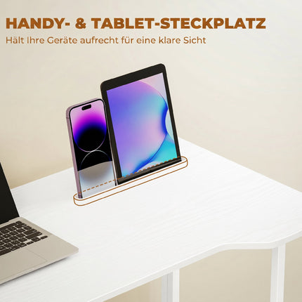 Folding Computer Desk with Wheels, White, 80 x 52 cm