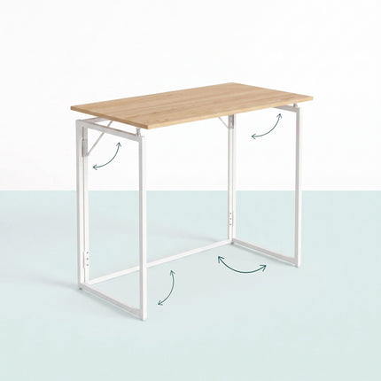 Folding Desk – Natural White, 100 x 50 cm, Wood & Steel