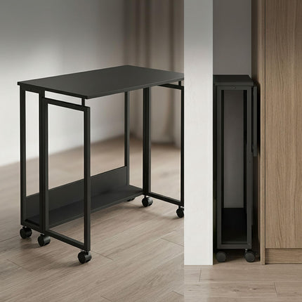 Folding Desk with Wheels, Black, 60 x 50 cm