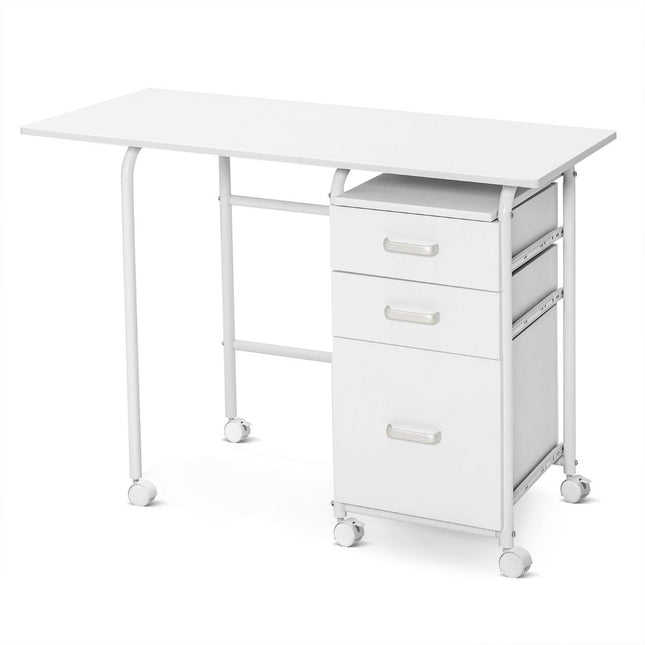 Opvouwbaar bureau met wielen Computerbureau 105 x 50 x 75 cm Wit