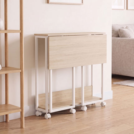 Folding Desk with Wheels, Natural White, 60x50 cm
