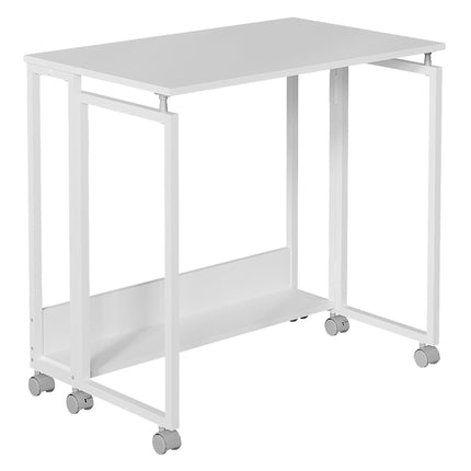 Folding Desk with Wheels, White, 80 x 50 cm