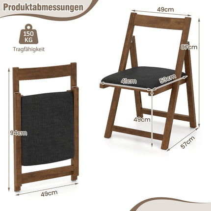 Skládací jídelní židle, sada 2 ks, polstrované, nosnost 150kg