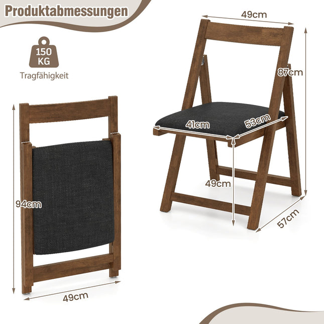 Folding Dining Chairs Set of 2, Padded, 150kg Capacity