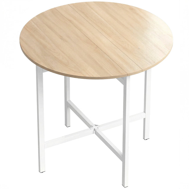 Skládací jídelní stůl, kulatý 80 cm, pro 2-4 osoby, dekor dřeva