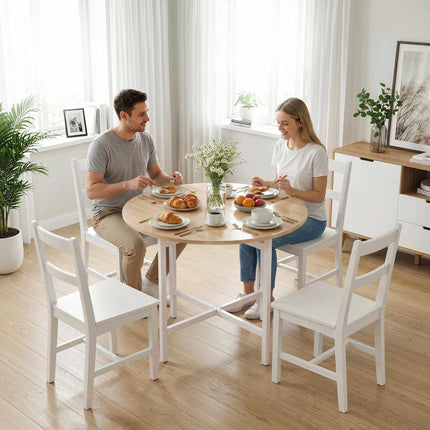Skládací jídelní stůl, kulatý 80 cm, pro 2-4 osoby, dekor dřeva