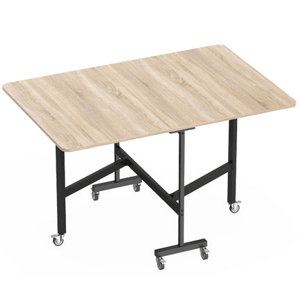 Skládací jídelní stůl pro 6 osob, dekor dub, úsporný design