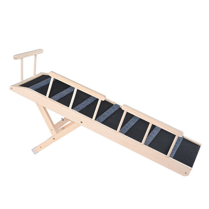 Folding Dog Ramp, Wood, Non-Slip, 120 cm, Adjustable 35–70 cm