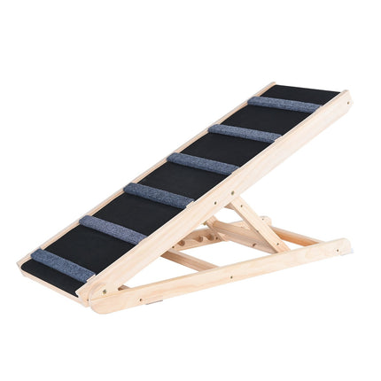 Folding Dog Ramp, Wooden, Adjustable 35–65 cm, Non-Slip