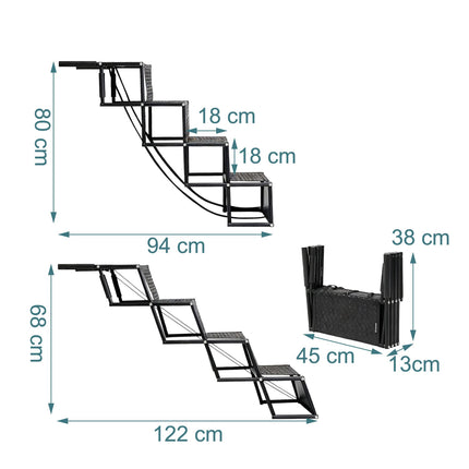 Skládací schůdky pro psy – 4 stupně, nosnost 90 kg, protiskluzové