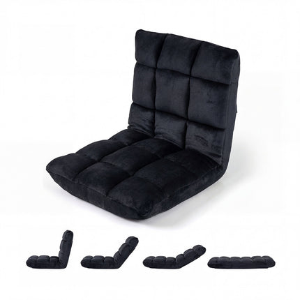 Folding Floor Chair, Black – 14-Position Adjustable Backrest