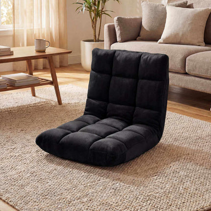 Folding Floor Chair, Black – 14-Position Adjustable Backrest