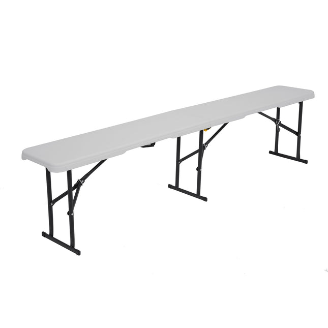 Skládací zahradní lavice, bílá, 180 cm