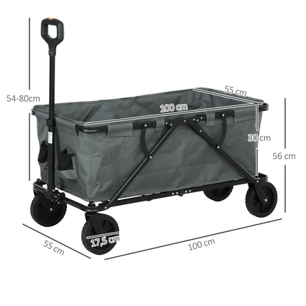 Skládací zahradní vozík, objem 160L, nosnost 120kg, tmavě šedá