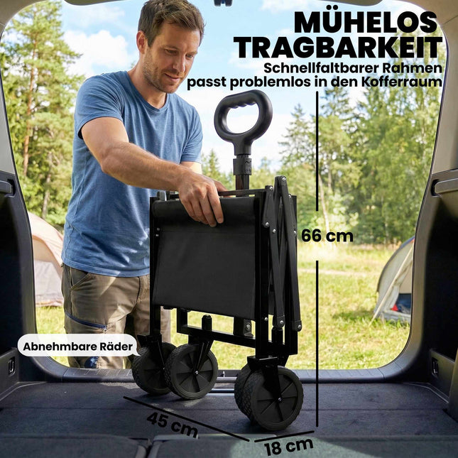 Opvouwbare tuinkar met telescopische handgreep, inhoud 60 liter