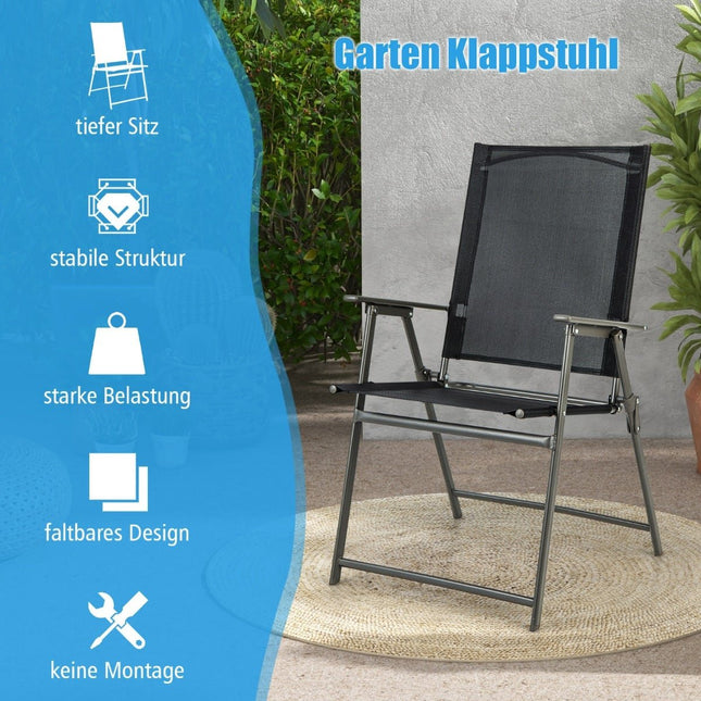 Set opklapbare tuinstoelen, weerbestendige stof, zwart