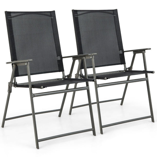 Set opklapbare tuinstoelen, weerbestendige stof, zwart