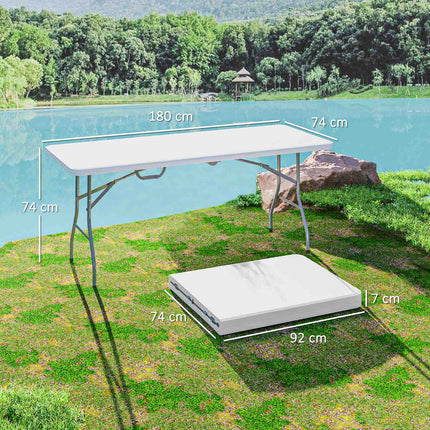 Skládací zahradní stůl odolný proti povětrnosti 180x74 cm s rukojetí