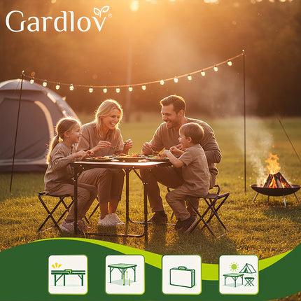 Folding Garden Table Set with 4 Chairs, Height Adjustable