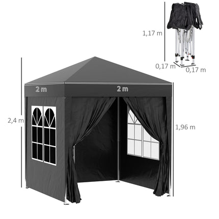 Skládací zahradní altán 2x2M, UV ochrana, 4 bočnice
