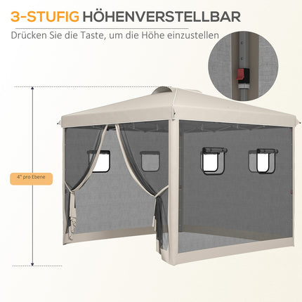 Pop-up altán 3x3M s UV ochranou a síťovými závěsy