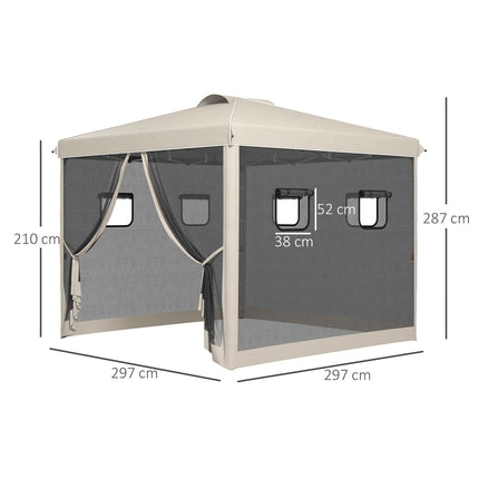 Pop-up altán 3x3M s UV ochranou a síťovými závěsy