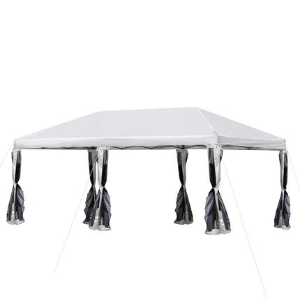 Zahradní pop-up altán, krémově bílá, ocel a síť, 6x3m