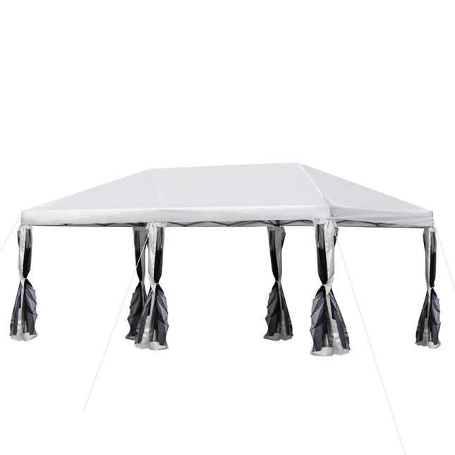 Zahradní pop-up altán, krémově bílá, ocel a síť, 6x3m