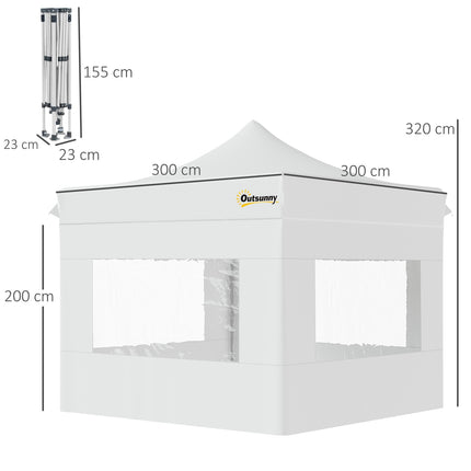 Pop-up zahradní stan, vodotěsný, bílý, 300 x 300 cm