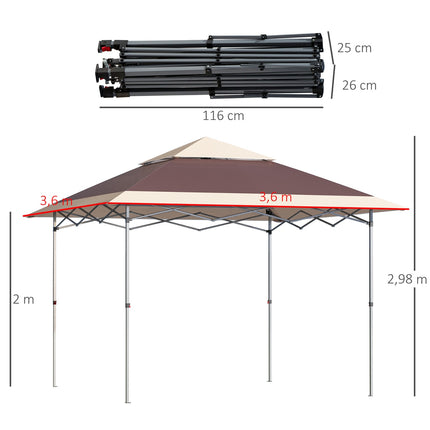 Pop-up altán stan, 3.6x3.6m, tmavě hnědý a khaki