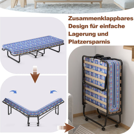 Skládací postel pro hosty s matrací z paměťové pěny, 80x200 cm