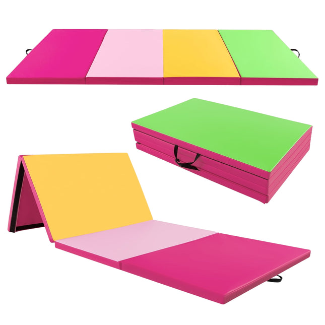 Folding Gymnastics Mat, 300x117x5cm, Pink/Green