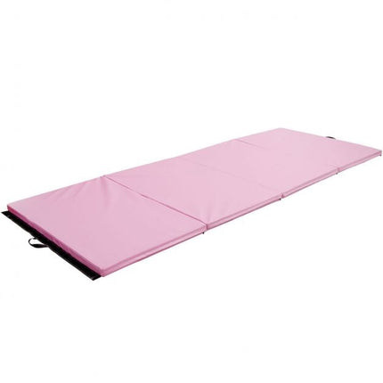 Skládací gymnastická žíněnka, 8ft, 4dílná, PU potah, růžová