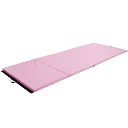 Skládací gymnastická žíněnka, 8ft, 4dílná, PU potah, růžová