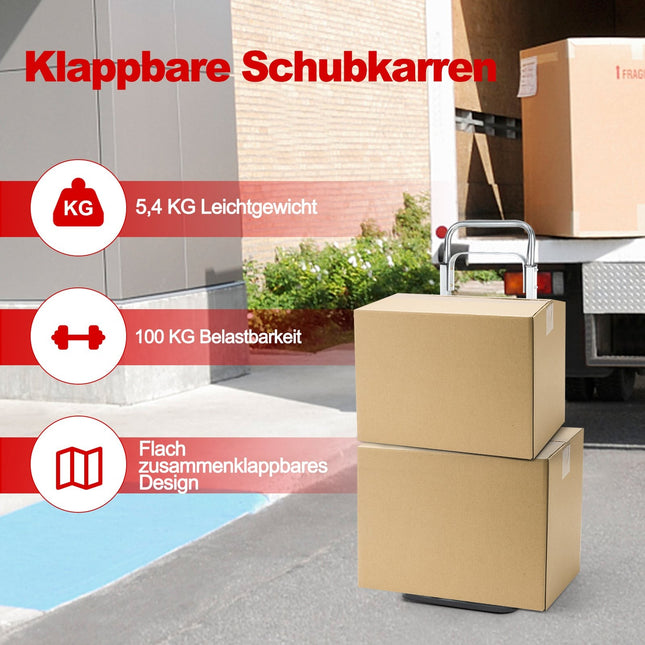Opvouwbare steekwagen met telescopische handgreep, draagvermogen 100 kg