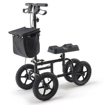 Folding Knee Scooter – 12-Inch All-Terrain, 350 lb, Dual Brakes